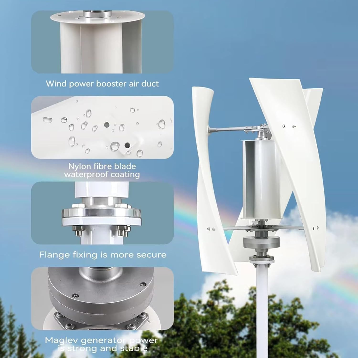 Vertical Axis Wind Turbine Generator 3000W/6000W/9000W/12000W/15000W, 220V 12V 24V 48V Magnetic Levitation Wind Turbine with MPPT Controller for Home Street Lighting 15000W-24V
