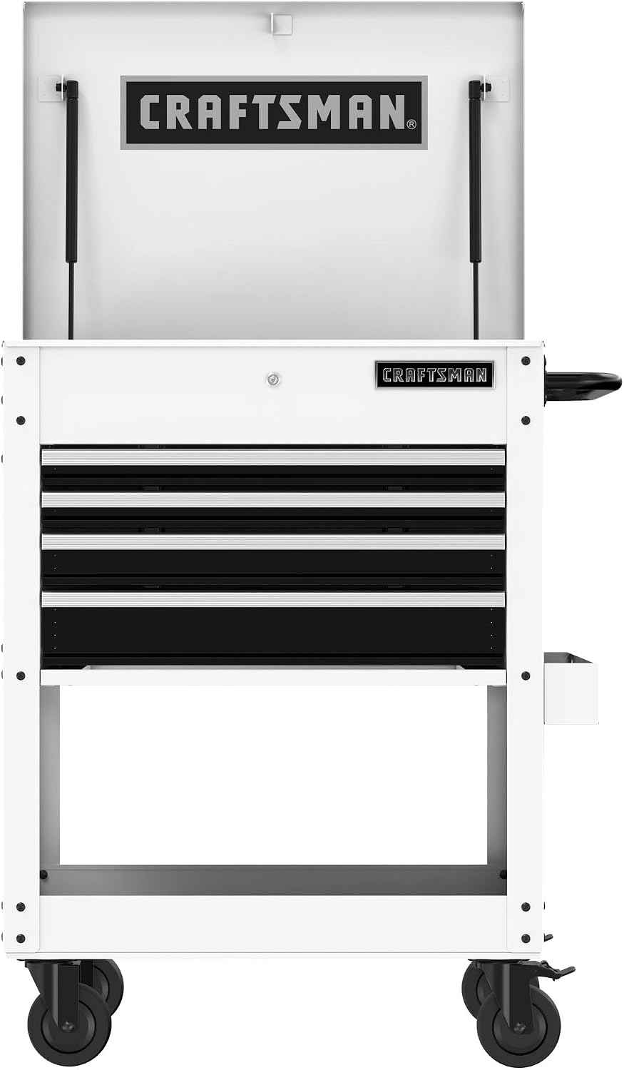 CRAFTSMAN Rolling Tool Chest with Drawers, Tool Box with Wheels and 4 Drawers, Power Outlets and USB, Protective Liner, Steel Utility Cart Storage Cabinet, Supports up to 700 lbs, White (CMST98276WW)