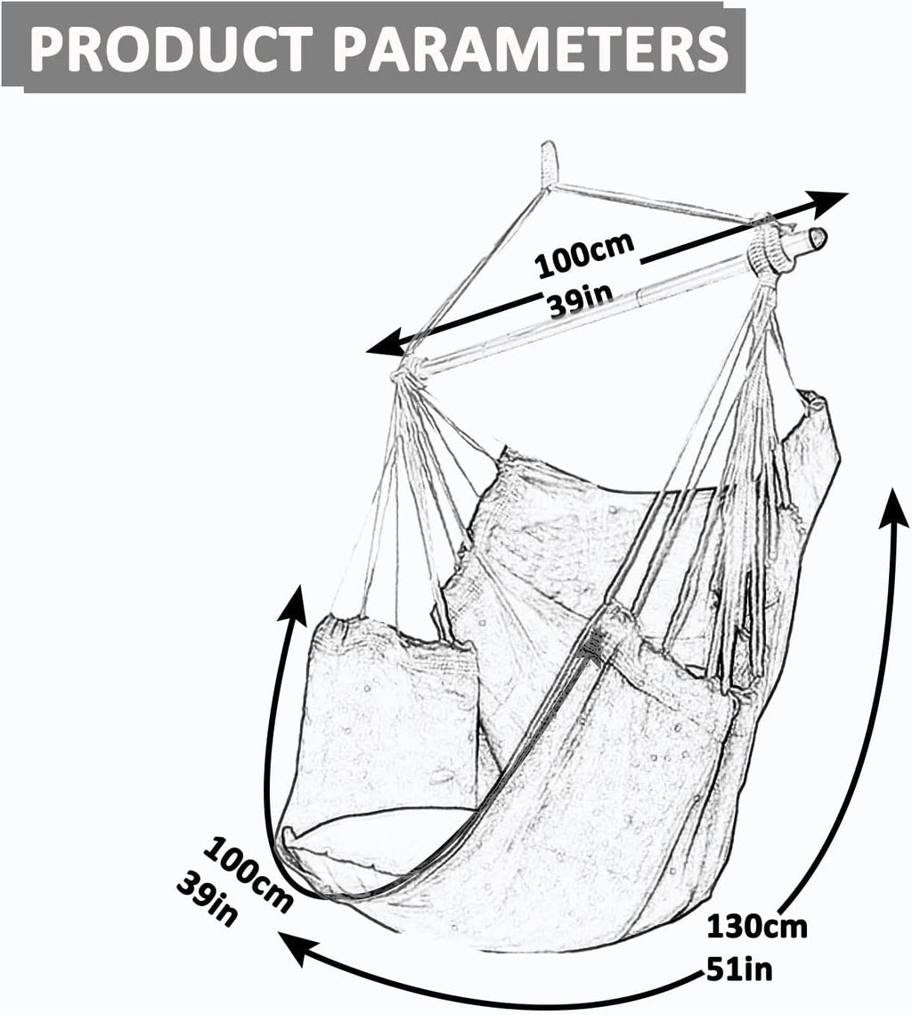 SRHWBF Hanging Rope Hammock with 2 Pillows Chair Swing Seat Cotton Canvas Hanging Chairs for Bedrooms Porch Chair Outdoor (S3)
