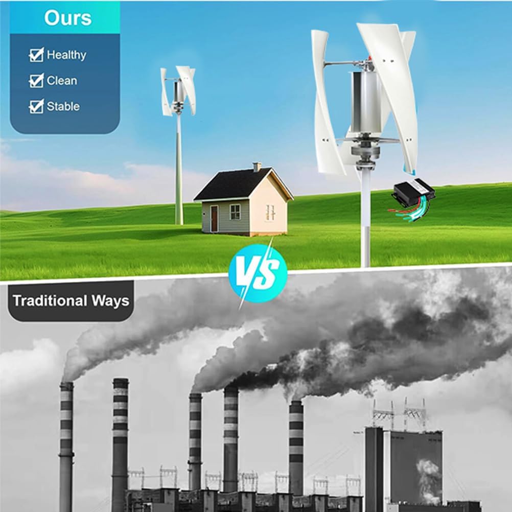 48v,HYZHANHONG Generator 3 Blades Motor Kit Windmill Energy Charge Turbines for Home Camping,12000W 12V 24V Vertical Axis Wind Turbines(With 3000W Inverter)