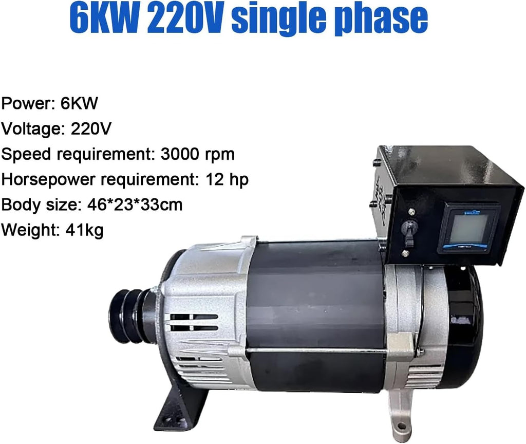 Portable Power Gas & Diesel Generator 5-10kW For Home Use – 220V Single Phase, Copper Coil With Junction Box(6KW)