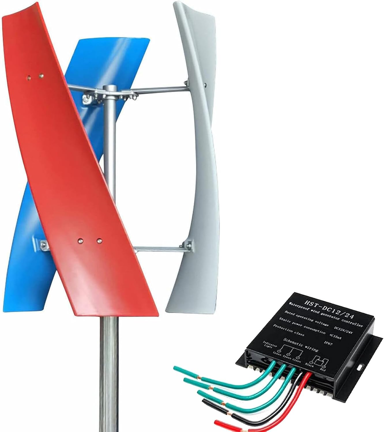 3000W/5000W Wind Turbine Generator,12V 24V 48V with 3 Blades Wind Vertical Turbine Generator Permanent Magnet Generator Wind Turbine Kit for Hybrid Wind Solar,3000W-12V