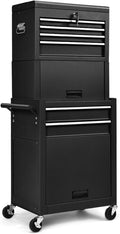 S AFSTAR 6-Drawer Rolling Tool Chest, High Capacity Tool Storage Cabinet with Wheels and Locking System, Removable Toolbox Organizer with Sliding Drawers (Black)