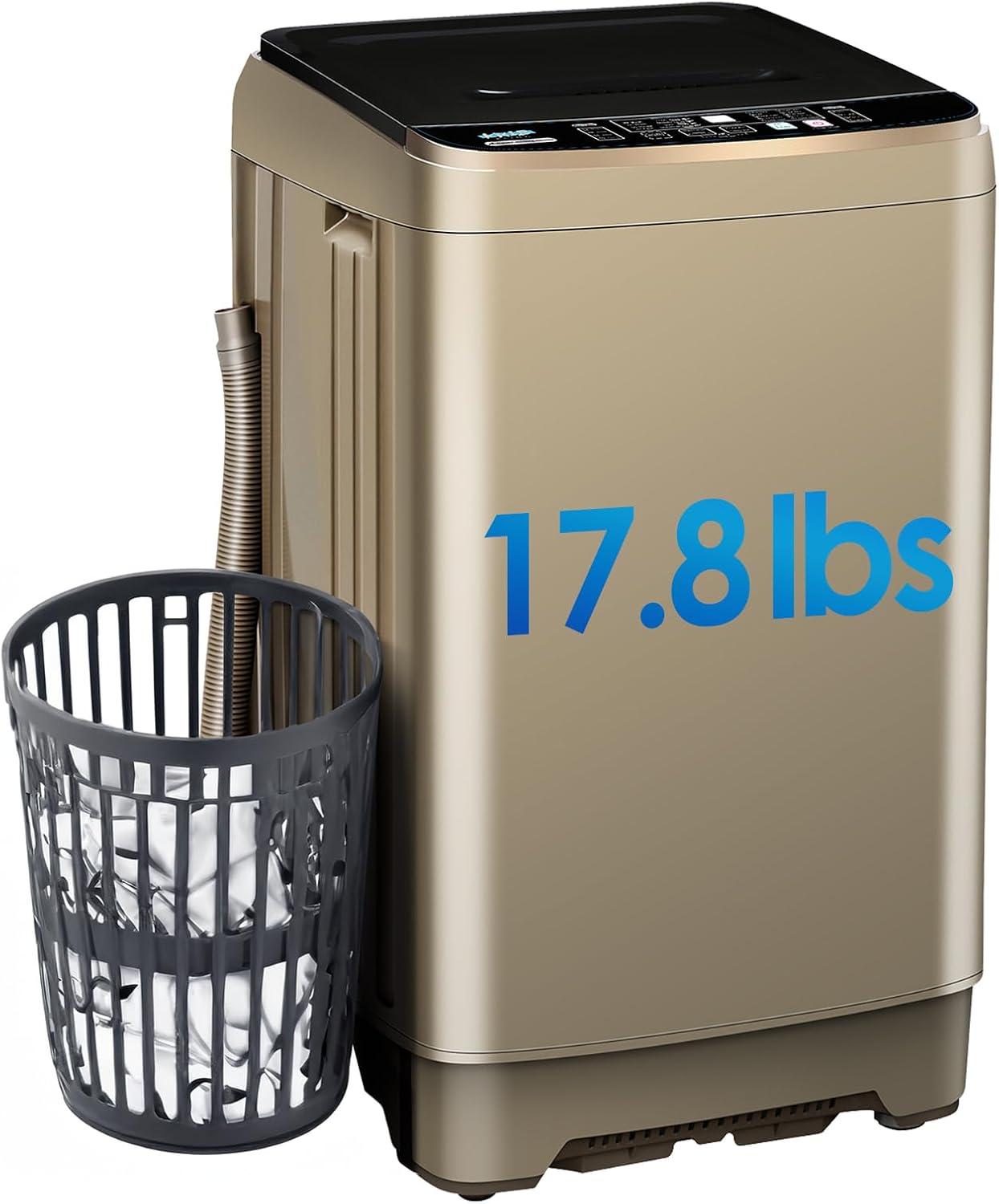 Anypro Washing Machines 17.8LBS Full Automatic Clothes Washer and Spinner Combo with 10 Programs and 8 Water Levels, Laundry Wash Spin Dryer for Apartment RV Dorm Home, Gold