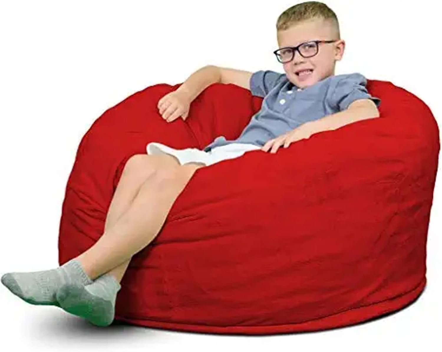 Ultimate Sack 3ft Bean Bag Chair, Oversize Bean Bag Chair for Adults, Comfy Chair Bean Bag Couch Lounge Sofa Loveseat Furniture | Red Suede