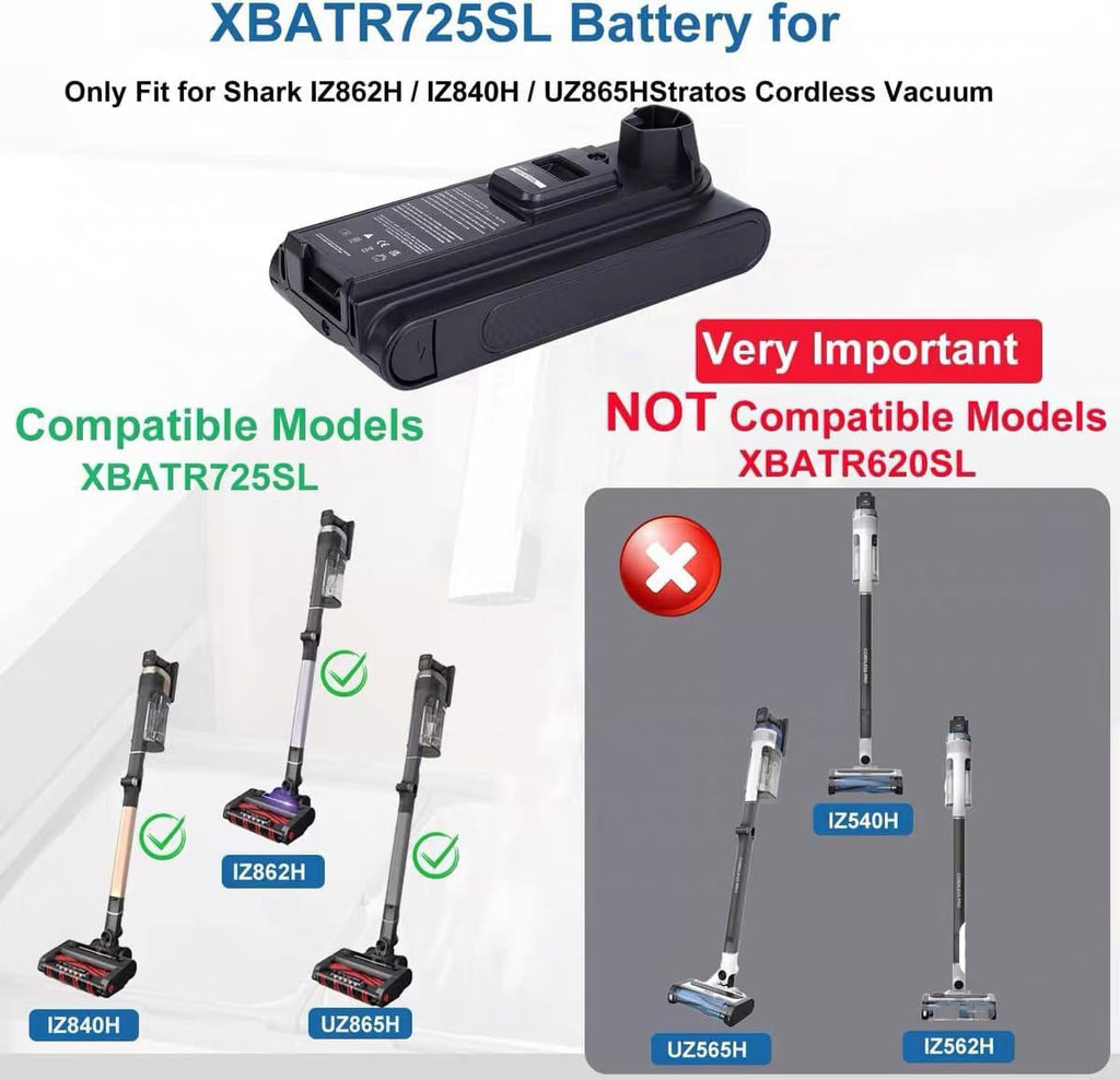2-Pack XBATR725SL Battery Compatible with IZ840H IZ862H UZ865H IZ862HC UZ865HCCO Shark Cordless Vacuum Cleaners 25.2V 2350mAh