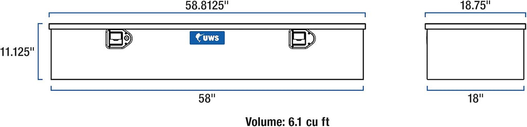 UWS EC20092 58-Inch Gloss Black Heavy-Wall Aluminum 5th Wheel Truck Bed Tool Box, RigidCore Lid
