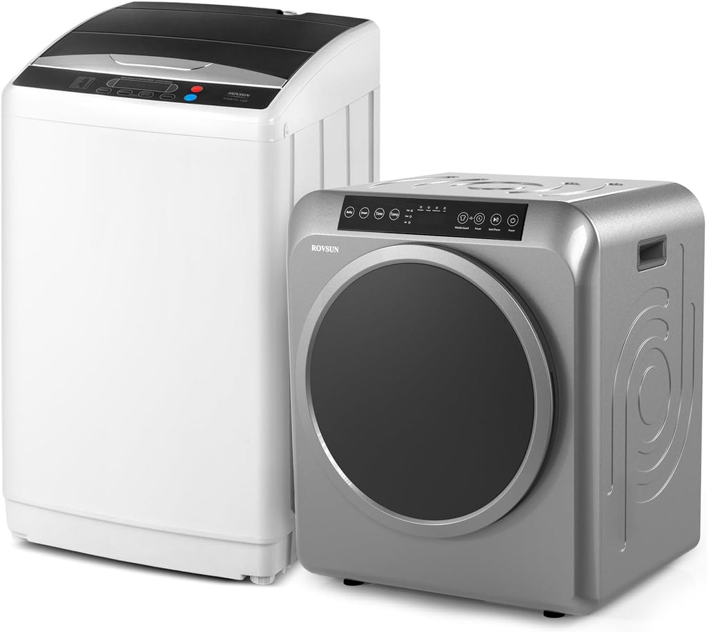 ROVSUN 3.5CuFt Portable Clothes Dryer and 25LBS Full-Automatic Washing Machine Set, Compact Laundry Washer and Dryer Combo Set with Stainless Steel Inner Tub for Apartment, Home