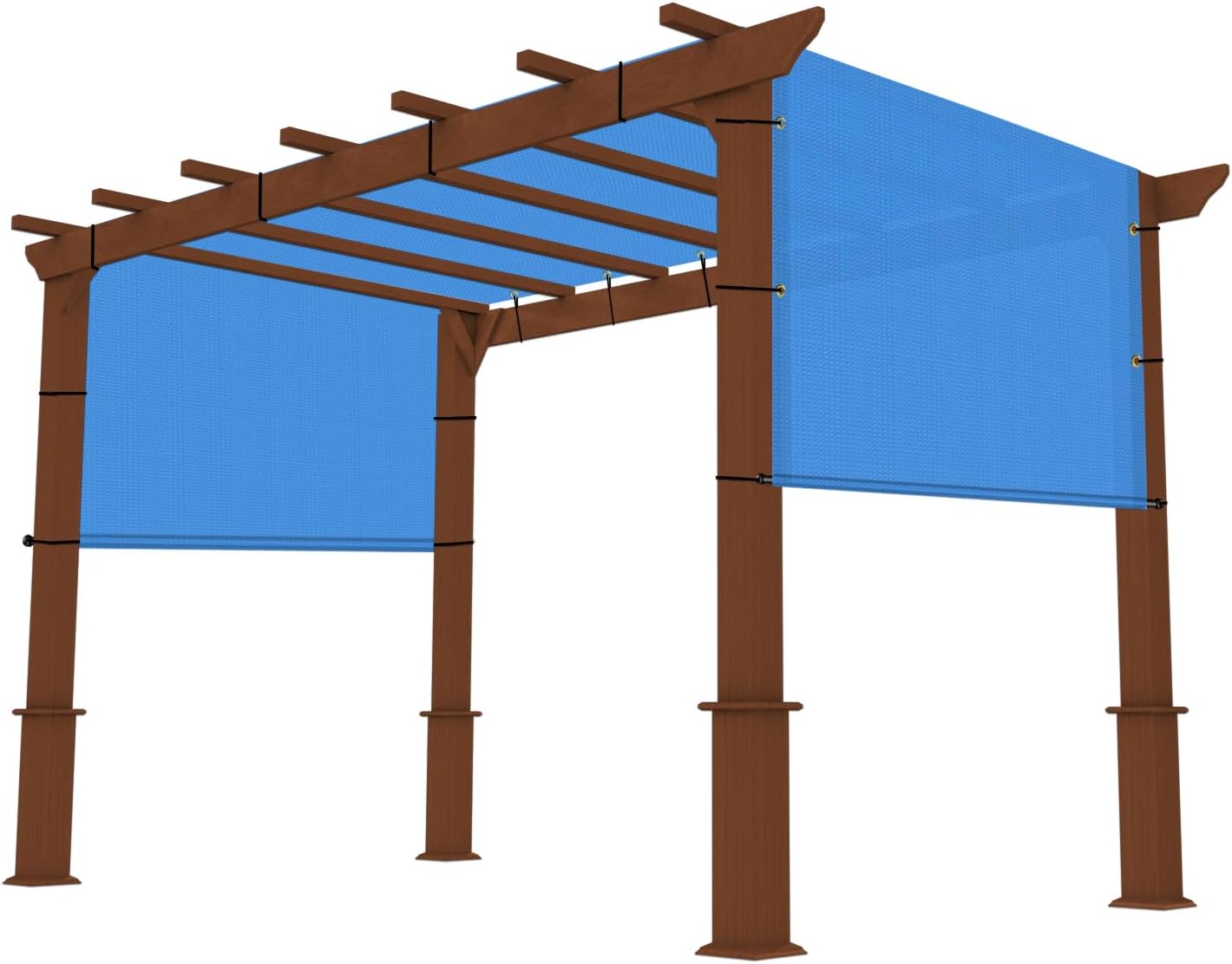 10' x 8' Universal Pergola Shade Cover Replacement Canopy with Grommets Weighted Rods Permeable for Outdoor Patio Porch Backyard Gazebo Blue