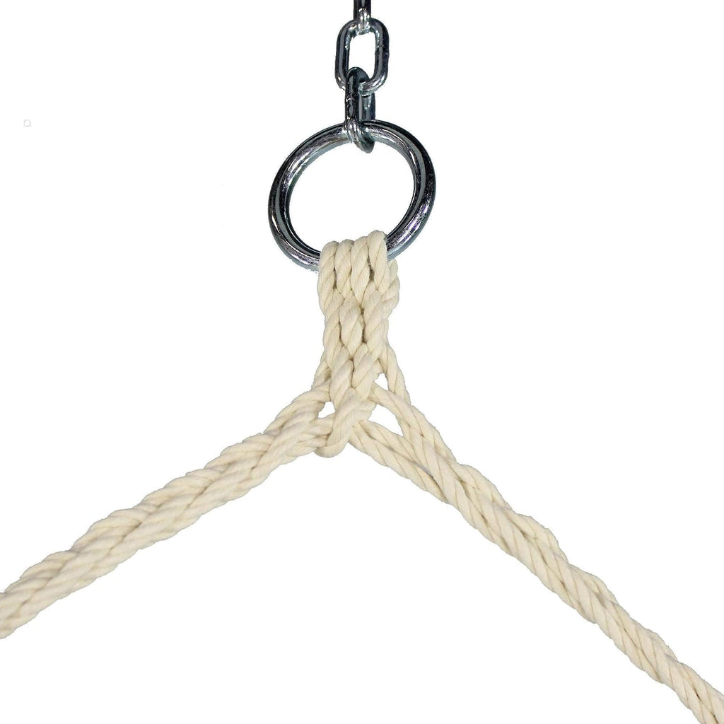 Original Pawleys Island Sunbrella Cushioned Single Swing in Cove Pebble with Oak Spreader Bar, Handcrafted in The USA, 350 LB Weight Capacity, 24 in. L x 24 in W x 24 in. D