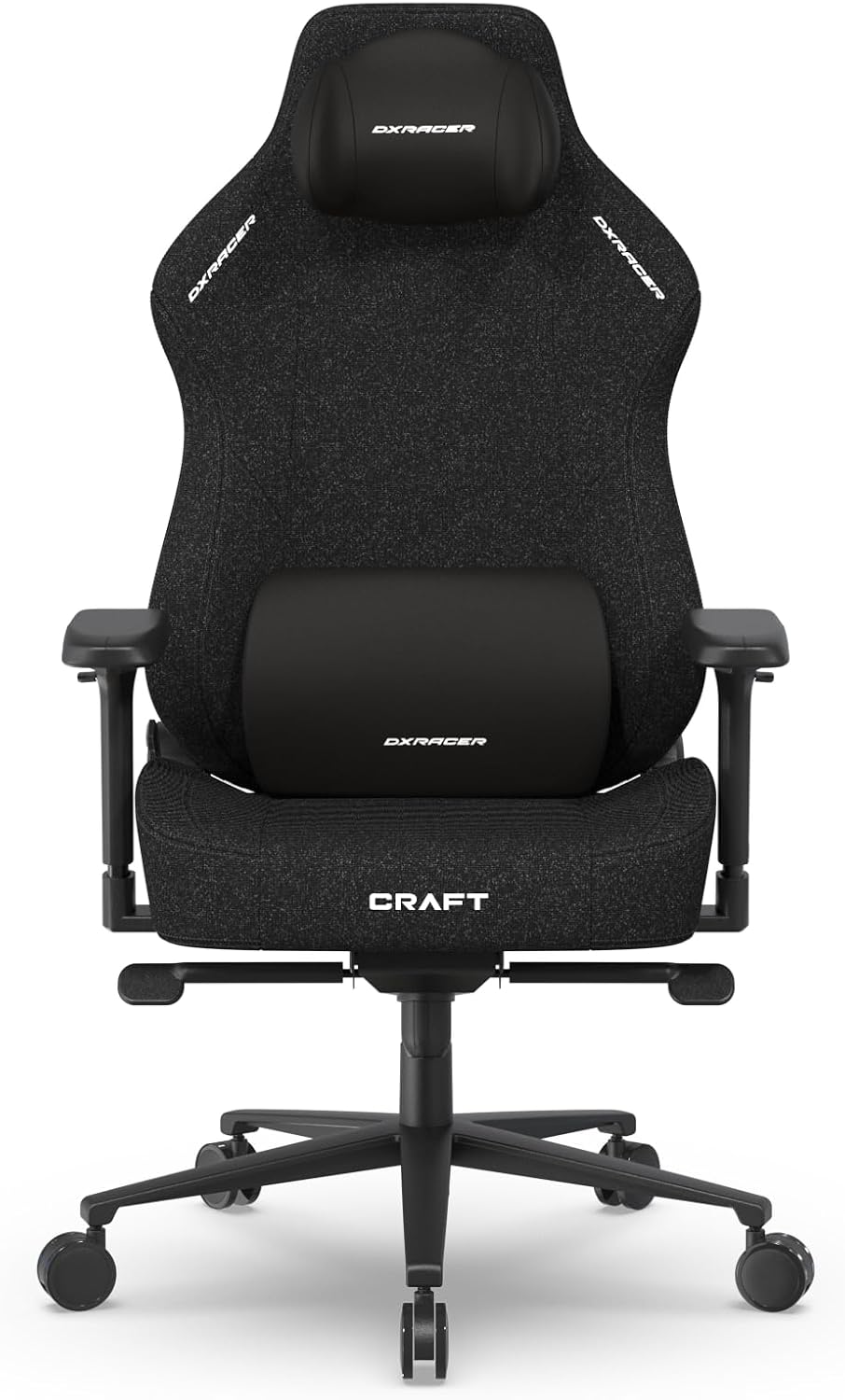 DXRacer Craft XL Video Gaming Chair for Adults, Ergonomic Office Reclining Computer Chair with Magnetic Head Pillow and Lumbar Support, Racing Style Height Adjustable (Woven Fabric, Black)