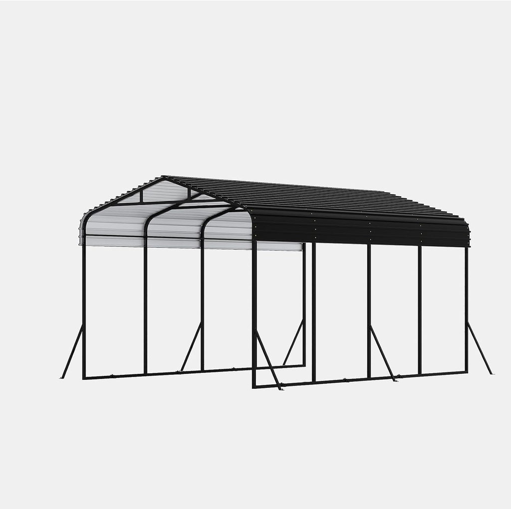 12x20 FT Metal Carport, Garage with Updated Frame Structure, Galvanized Steel Roof and Enhanced Base Canopy, Metal Garage Car Shelter Shade for Car, Boats and Truck