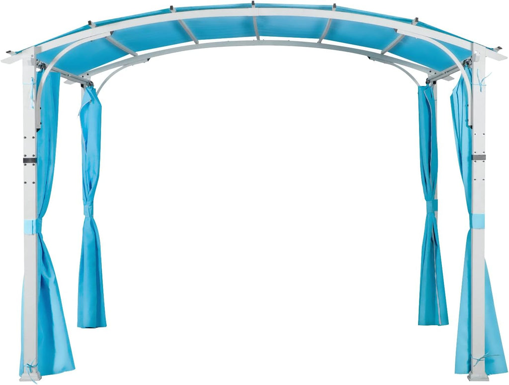 10' x 10' Outdoor Pergola, Pergola Canopy for Patio, Arched Roof Metal Pergola with Full Coverage Sun Shade Canopy, Tiffany Blue Tiffany Blue Sidewalls