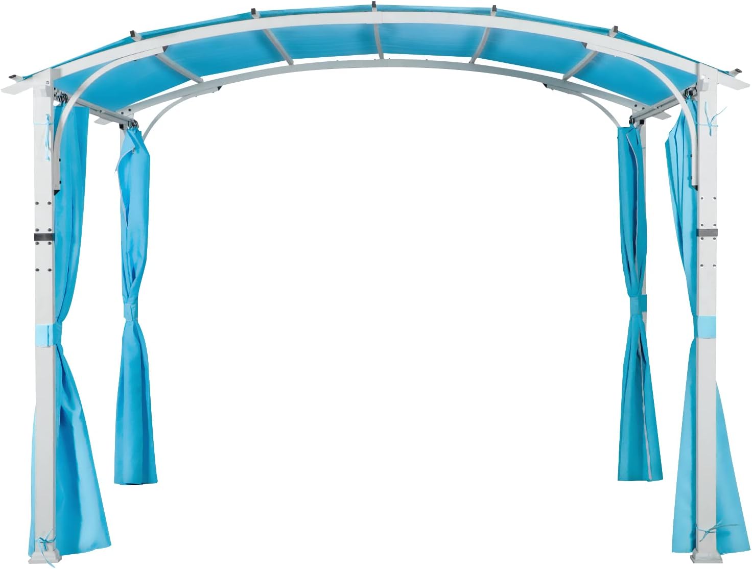 10' x 10' Outdoor Pergola, Pergola Canopy for Patio, Arched Roof Metal Pergola with Full Coverage Sun Shade Canopy, Tiffany Blue Tiffany Blue Sidewalls