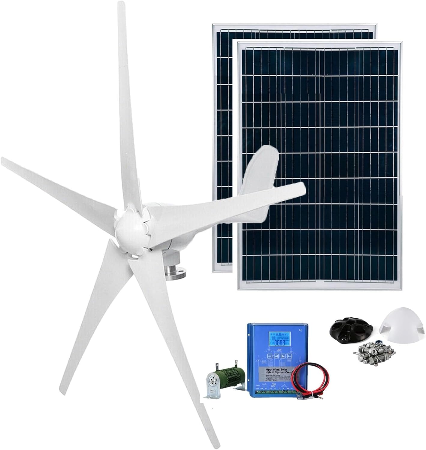 3000W Wind Turbine Generator Kit 12V 24V 48V With 200W Solar Panel And MPPT Controller, Hybrid Wind Solar Power Supply System For Home Projects Street Lighting Off-Grid Applications(48V)