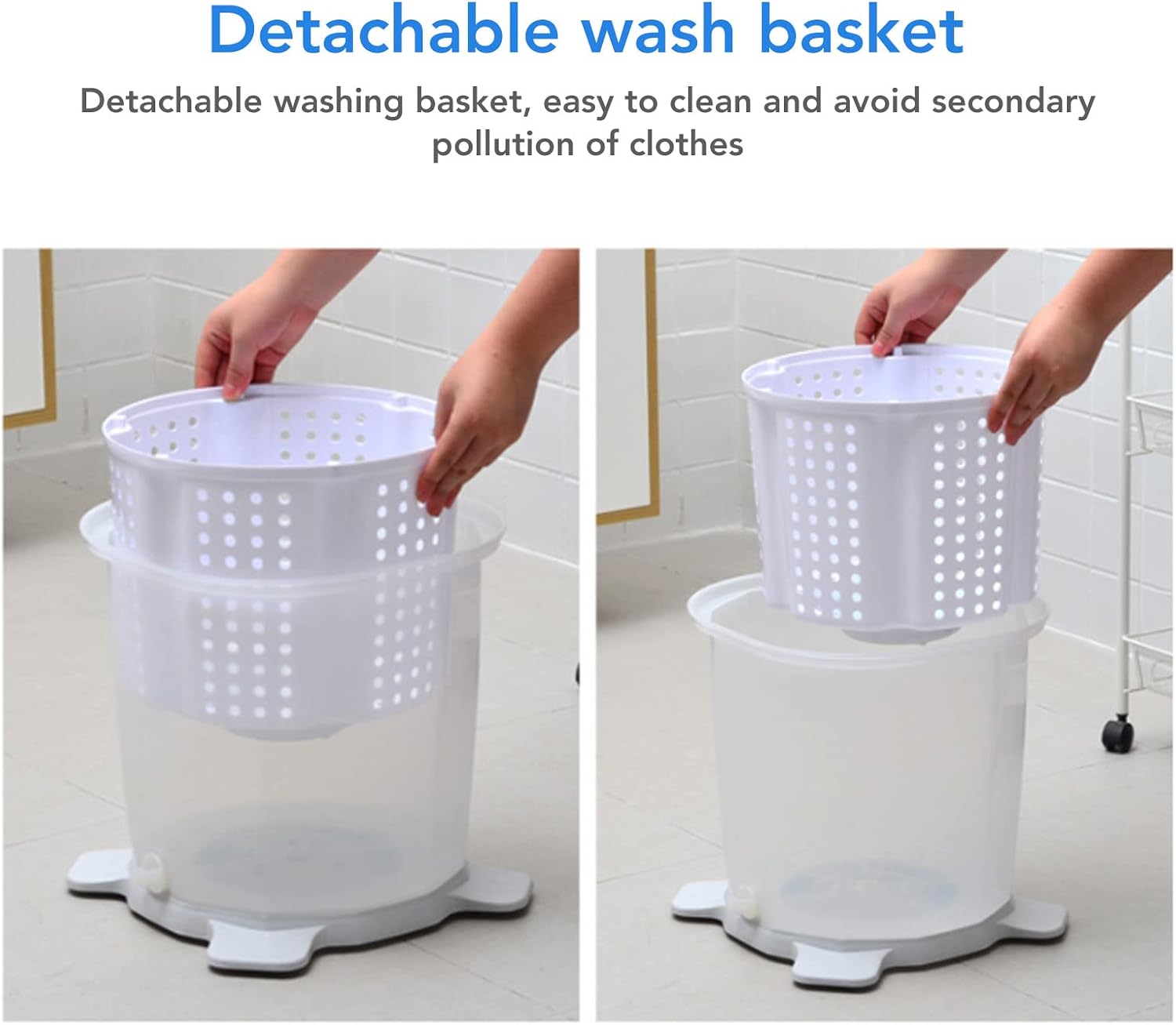 Portable Hand Crank Manual Washing Machine, Non Electric, Nordic Grey, for Dormitory Apartment Camping