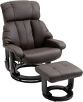 HOMCOM Massage Recliner Chair with Ottoman, 360° Swivel Recliner and Footstool, 10 Point Vibration, PU Leather Reclining Chair with Side Pocket and Remote Control, Brown