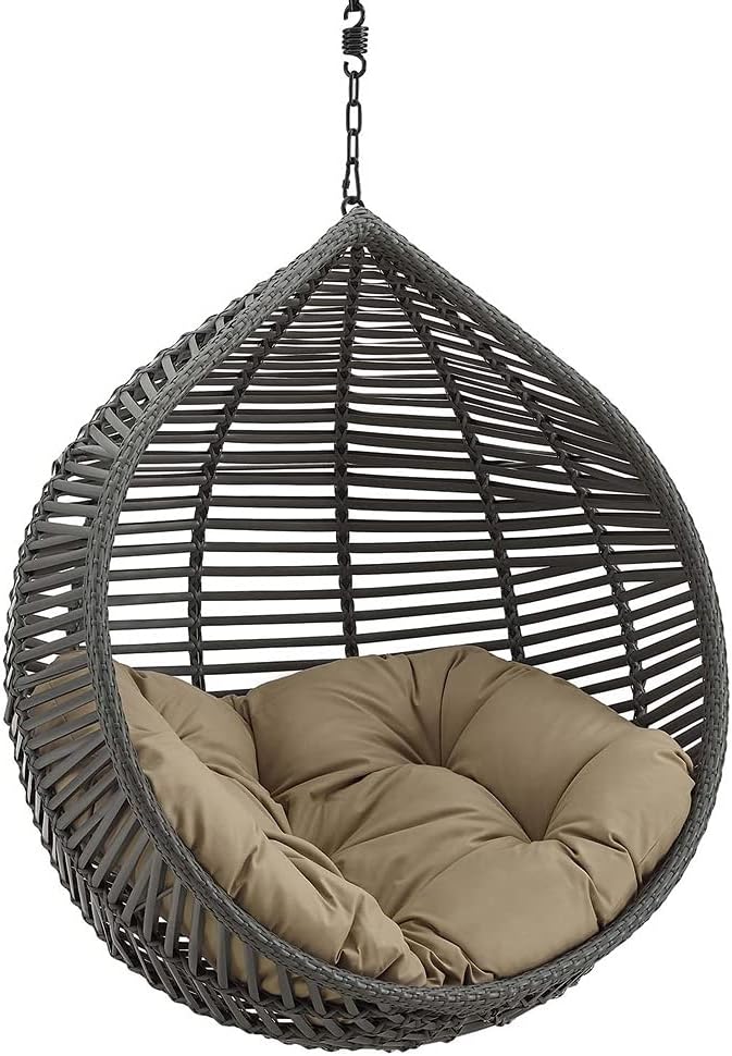 Modway Garner Teardrop Outdoor Patio Swing Chair Without Stand in Gray Mocha