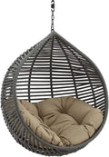 Modway Garner Teardrop Outdoor Patio Swing Chair Without Stand in Gray Mocha