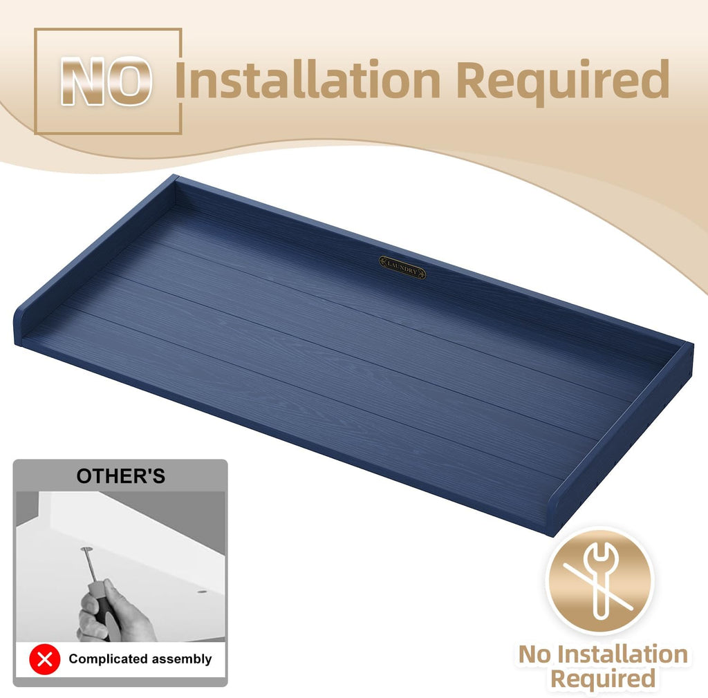No-Installation HDPE Washer Dryer Countertop, Washer and Dryer Topper Covers for The Top, Laundry Countertop Laundry Room Organization No Water Leakage Navy Blue