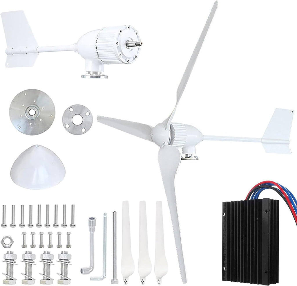 Wind Turbine Generator 3000W High-Power Wind Turbines 48V / 96V Wind Generator Kit with Controller and 3 Blades, Wind Power Generator for Domestic Use, Industry, Ships, Streets, Farms,48v