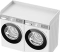 Washer Dryer Countertop, 27.5' D x 54' W Washer and Dryer Topper Covers with Edge Rails, Wood Laundry Room Countertop Shelves for Laundry Room Organization and Storage (White)