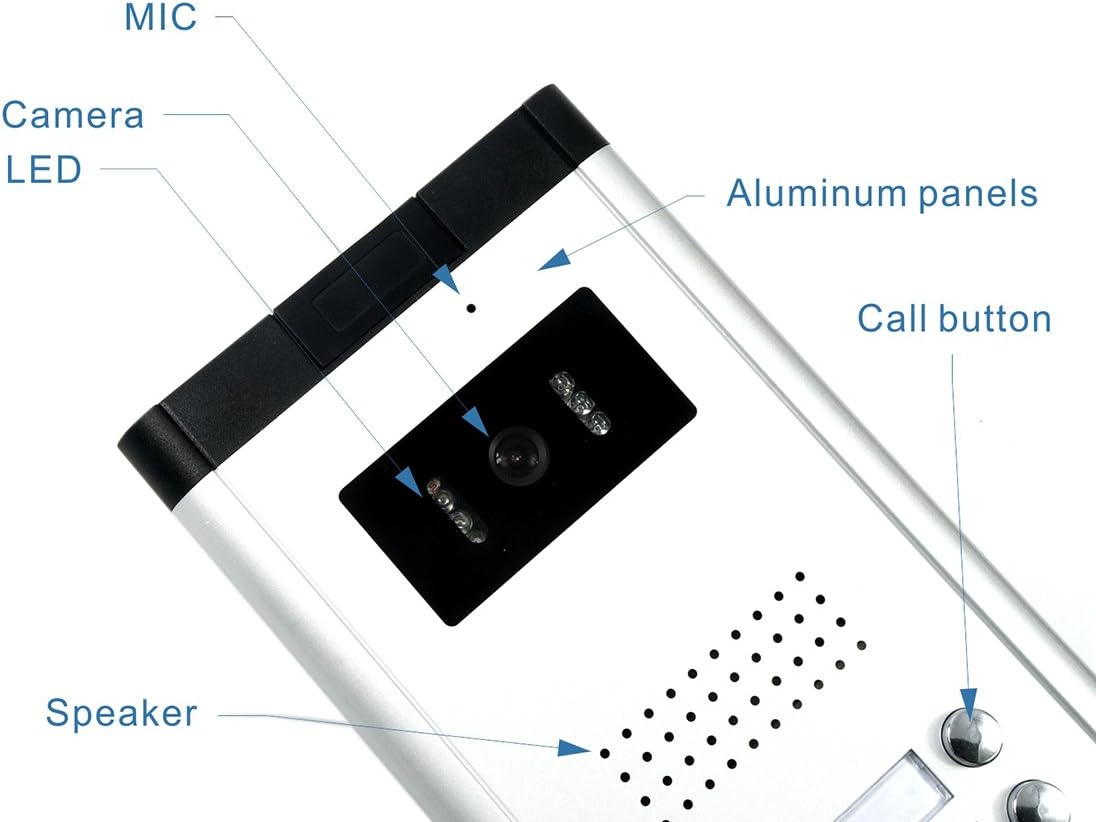 2 Units Apartment Video Intercom System, 7 Inch Monitor Wired Video Doorbell Door Phone Kits, Indoor Outdoor IR Camera, Monitoring, Unlock, 2 Way Intercom for Home Apartment