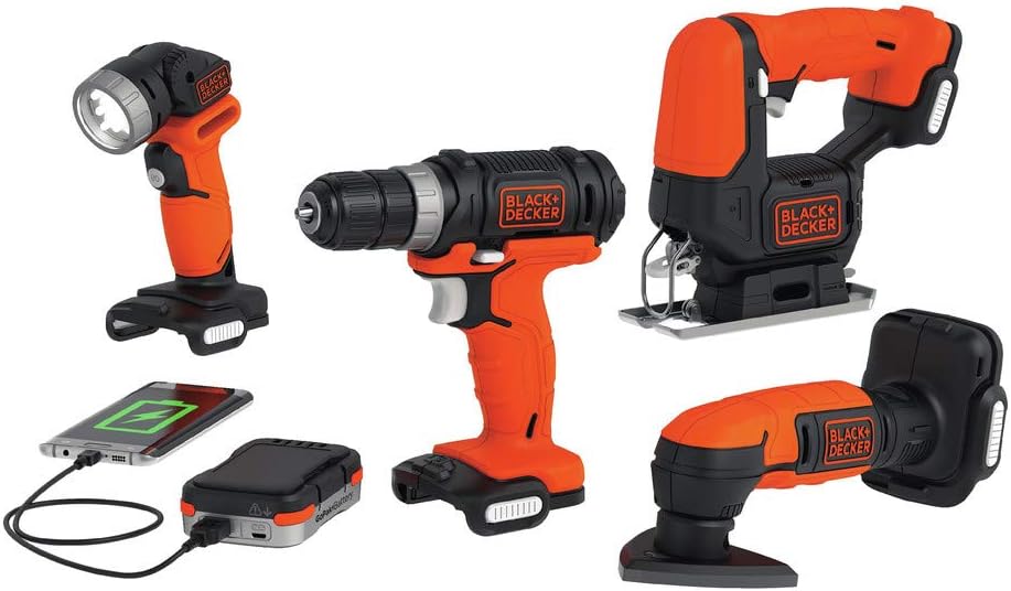 BLACK+DECKER GoPAK 12V MAX* Cordless Drill 4-Tool Combo Kit (BDCK502C1)