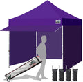 Eurmax USA 10x10 Pop Up Canopy,Commercial Tent with Patented No-Tip Rolling Bag,24sqft Extension Awning & 4 Zippered Removable Walls,UV & Water Resistant,Heavy Duty Instant Shelter Gazebo,Purple