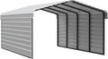 Arrow Carports Galvanized Steel Carport, with 2-Sided Enclosure, Compact Car Metal Carport Kit, 12' x 20' x 7', Eggshell