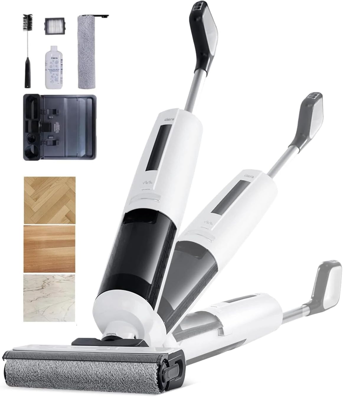 Self-Cleaning Wet Dry Vacuum Mop Combo,Cordless Floor Cleaner for Hardwood/Tile Floors, Small Apartment & Senior, 140°F Hot Drying,18000Pa Suction,180°Edge Access