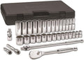 GEARWRENCH 33 Pc. 1/2' Drive 12 Pt. Mechanics Tool Set, Standard & Deep, SAE - 80714D