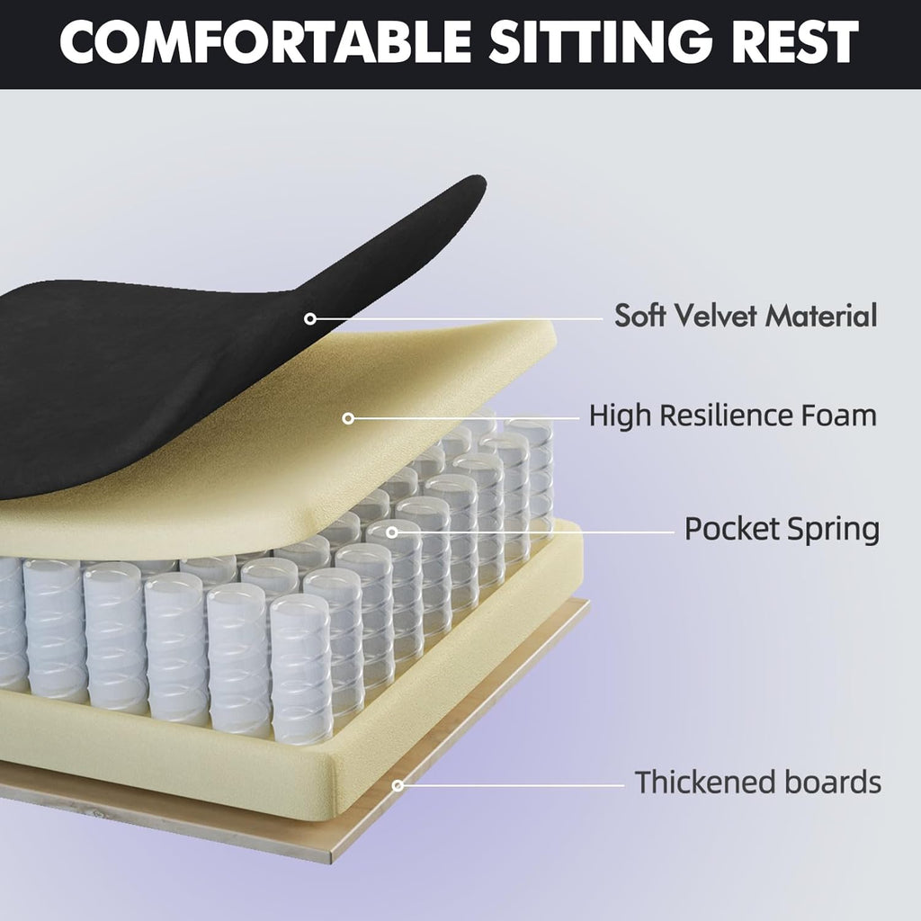 Ferghana Velvet Fabric Gaming Chair with 20.5″ Wider Seat Cushion, Fire Embroidery Ergonomic High Back Game Chair with Footrest, Computer Chair with Massage Lumbar Support for Adult, Black