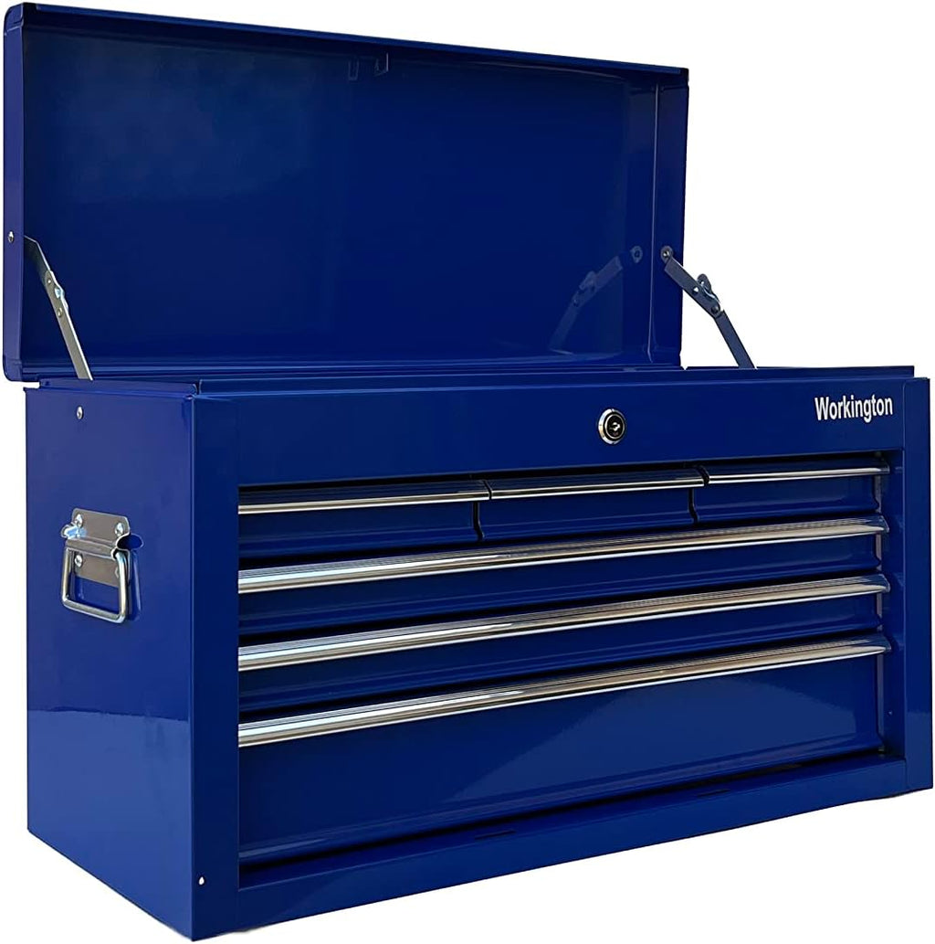 Workington Portable Metal Tool Chest with 6 Drawers, 24' 6-Drawer Tool Chest Cabinet with Ball Bearing Drawer Slides, Steel Tool Storage Box Organizer 4005 Blue
