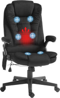 HOMCOM Executive Office Chair with 6 Points Vibration Massage and Heated Lumbar Support, Velvet High Back Computer Chair with Reclining Backrest, Tilt Function and Padded Armrests, Black