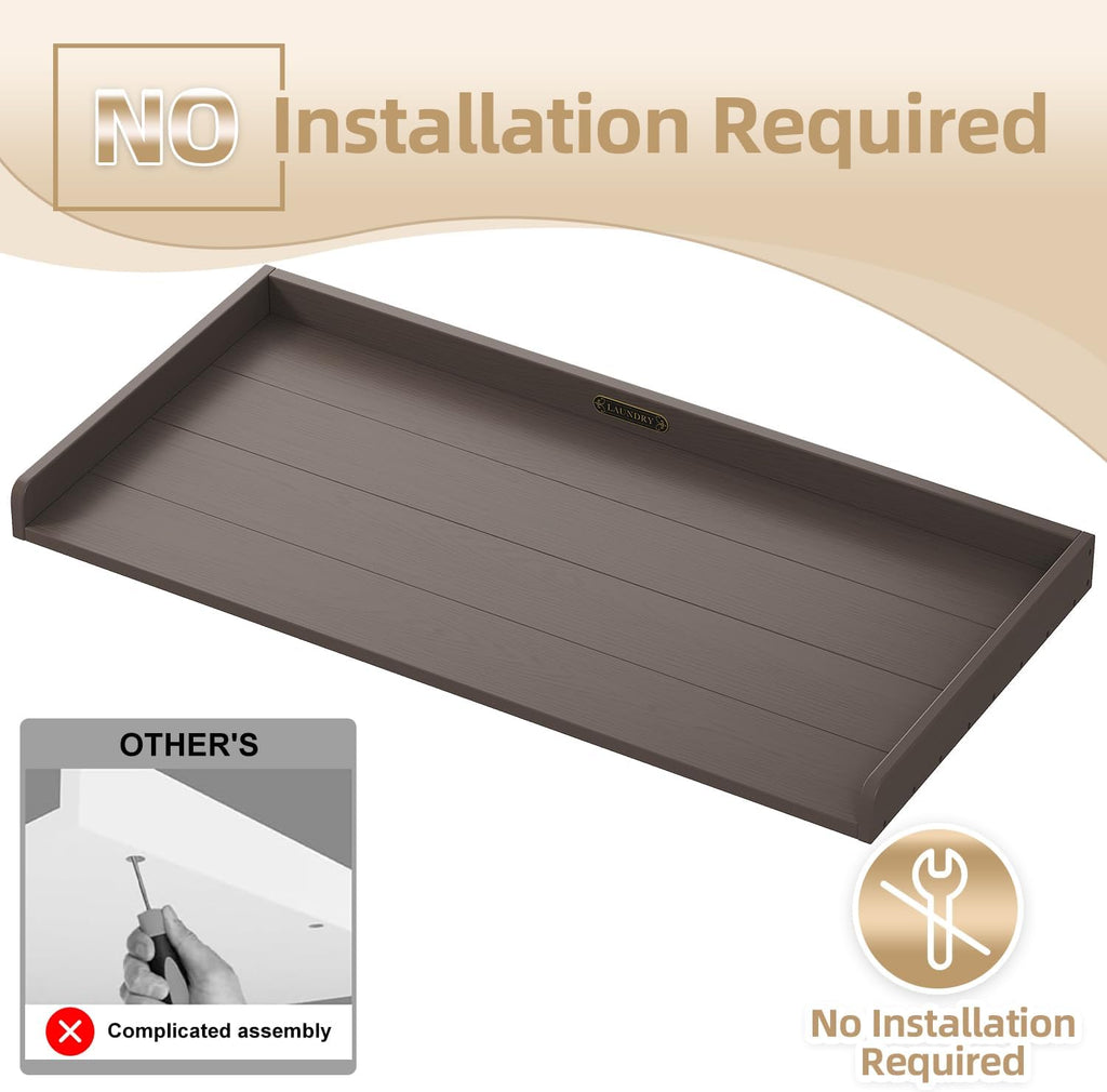 No-Installation HDPE Washer Dryer Countertop Washer and Dryer Topper Covers for The Top Laundry Countertop Laundry Room Organization No Water Leakage,California Walnut
