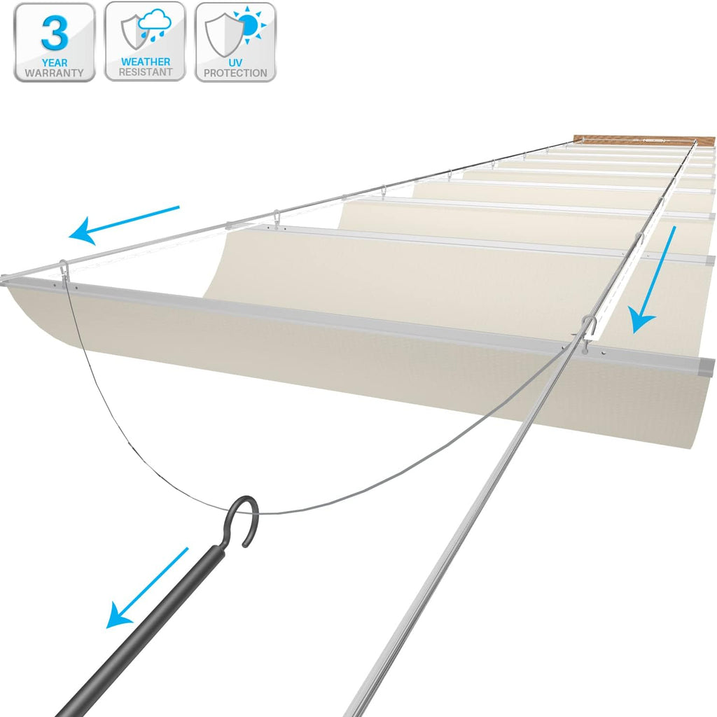 Patio 4'W x 8'L Waterproof Pergola Shade Cover Retractable Canopy Replacement, Outdoor Pergolas Fabric Covers for Patio, Sun Shades Cloth with Slide-On Wire Cable for Deck Gazebo Backyard, Beige