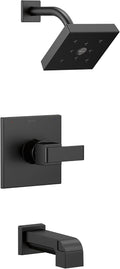 Delta Faucet Ara 14 Series Single-Function Tub and Shower Trim Kit with Single-Spray H2Okinetic Shower Head, Matte Black T14467-BL (Valve Not Included)