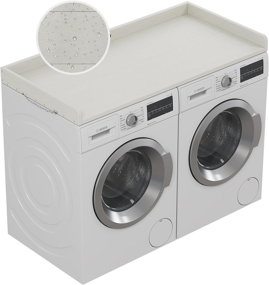 No-Installation HDPE Washer Dryer Countertop, Washer and Dryer Topper Covers for The Top, Laundry Countertop Laundry Room Organization No Water Leakage White