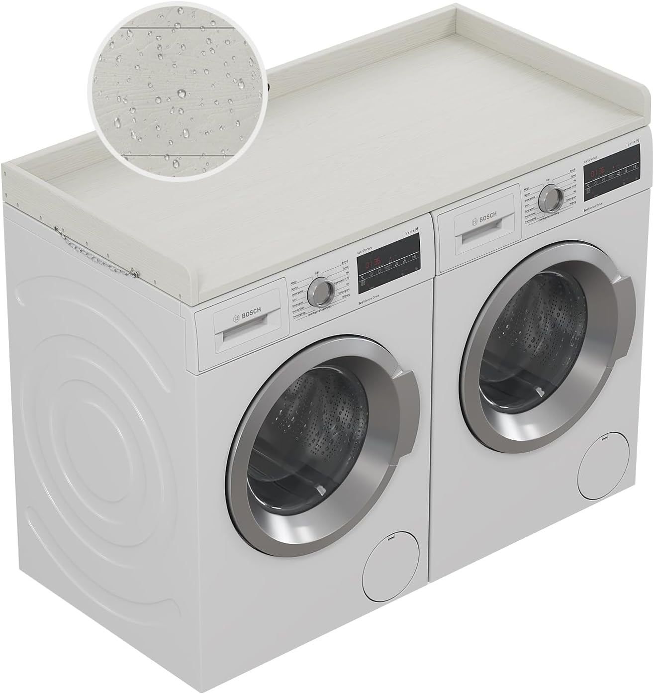 No-Installation HDPE Washer Dryer Countertop, Washer and Dryer Topper Covers for The Top, Laundry Countertop Laundry Room Organization No Water Leakage White