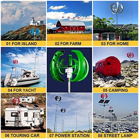 24V 48V Vertical Wind Turbine Generator Kit, 3000W Low Noise Efficient Renewable Energy System for Home & Industry, Includes Controller & 12V Solar Cell Support