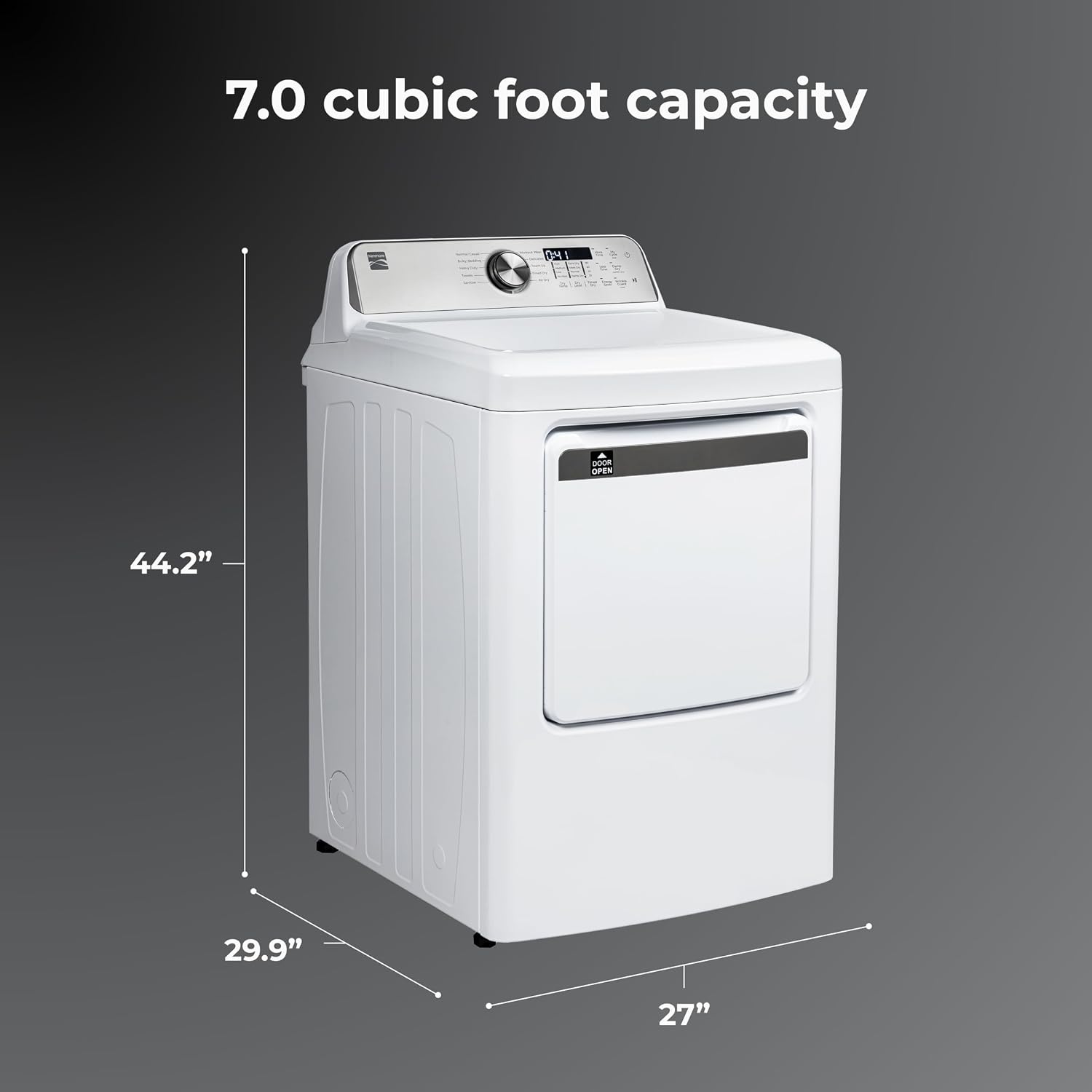 Kenmore 7.0 cu. ft. Front Load Gas Dryer - with Guard to Reduce Wrinkles & Static - Smart Sensor Drying - LED - White