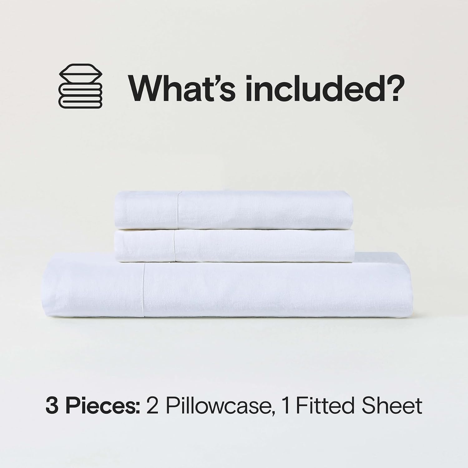 Sijo Stone Washed Organic French Linen Bed Sheet Set, GOTS Certified Organic, Best Cooling Linen Sheet Award by Sleep Foundation, 3 Piece - 2 Pillowcases and 1 Fitted Sheet (Snow, Queen)