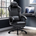 Dowinx 665TE0A Gaming Chair with Pocket Spring Cushion, Ergonomic Computer Chair with Massage Lumbar and Footrest for Adults, High Back Game Chair Leather for Office Gaming 300LBS