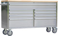 61 Inch Heavy Duty Rolling Tool Chest & Mobile Workbench with 9 Drawers, Rubber Wood Tabletop, Key Locking System and Drawer Liners, Steel Storage Cabinet for Garage, Workshop,Silver