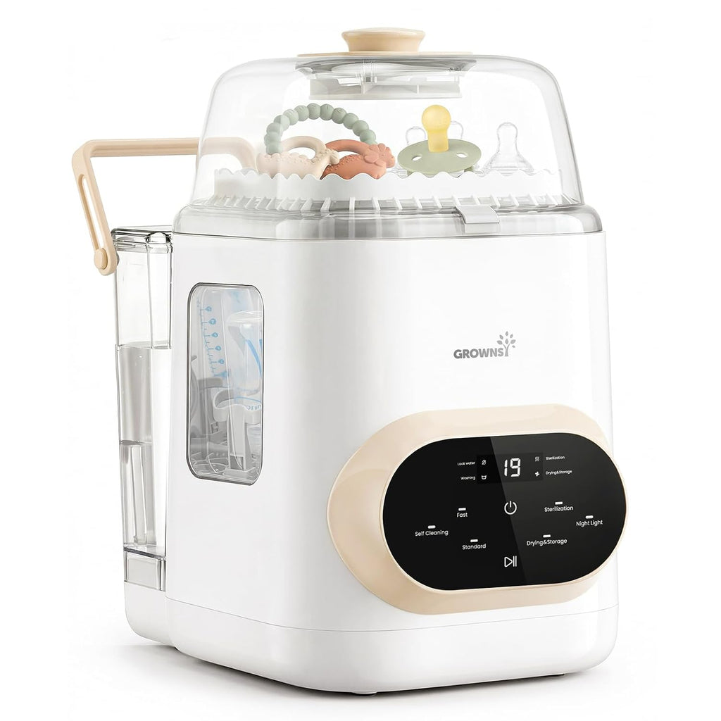 Grownsy EaseClean Pro Bottle Washer | Visible Cleaning Windows | All-in-One Wash, Sterilize & Dry System | 360° High-Pressure Cleaning | for Bottles, Pump Parts & Baby Essentials