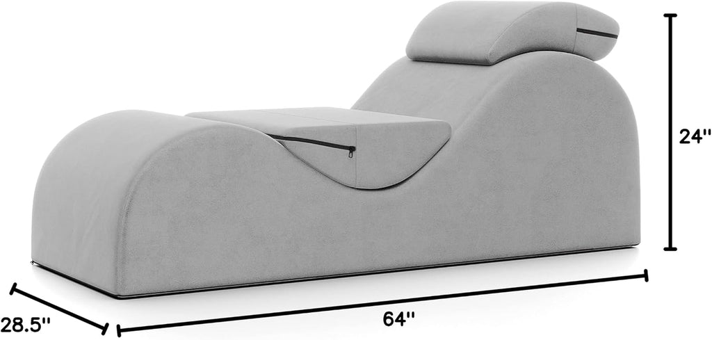 Avana Luvu Lounger - Chaise Lounge Chair for Yoga, Exercise, Massage - High Density Foam - Made in The USA - Light Grey