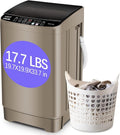 KRIB BLING Full-Automatic Washing Machine with Drain Pump, 17.7 lbs Compact Washer, 10 Wash Program & 8 Water Level, Ideal for Apartment, Dorm, RV, Gold (KB02-GOLD6)