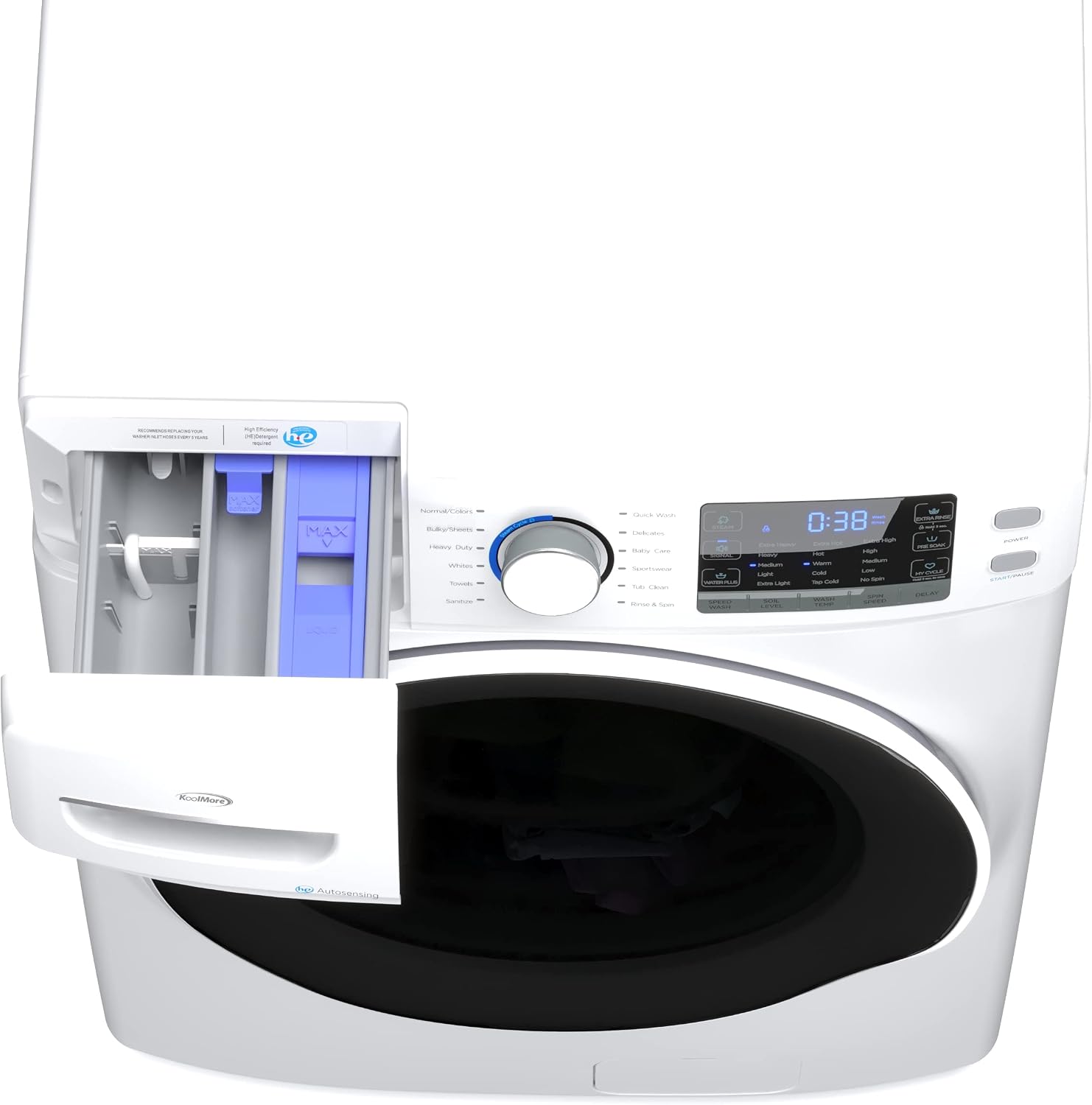 KoolMore Large Capacity Washer + Dryer Bundle - 4.5 Cu. Ft. Front Load Washing Machine [120V] (FLW-5CWH) + 8 Cu. Ft Front Load Dryer [240V] (FLD-8CWH)