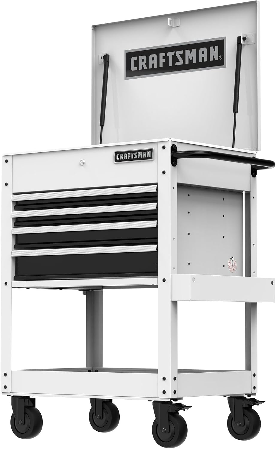CRAFTSMAN Rolling Tool Chest with Drawers, Tool Box with Wheels and 4 Drawers, Power Outlets and USB, Protective Liner, Steel Utility Cart Storage Cabinet, Supports up to 700 lbs, White (CMST98276WW)